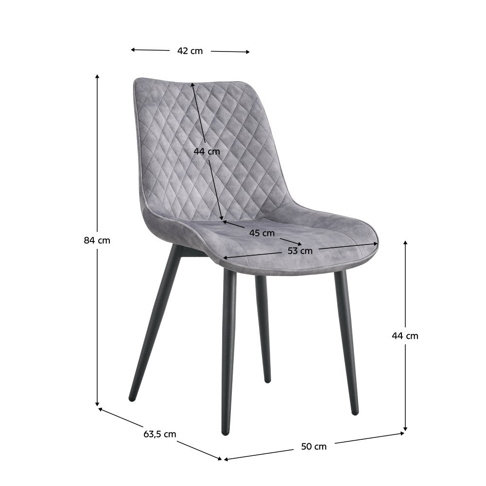 Scaun bucătărie Zaina – schiță cu dimensiuni