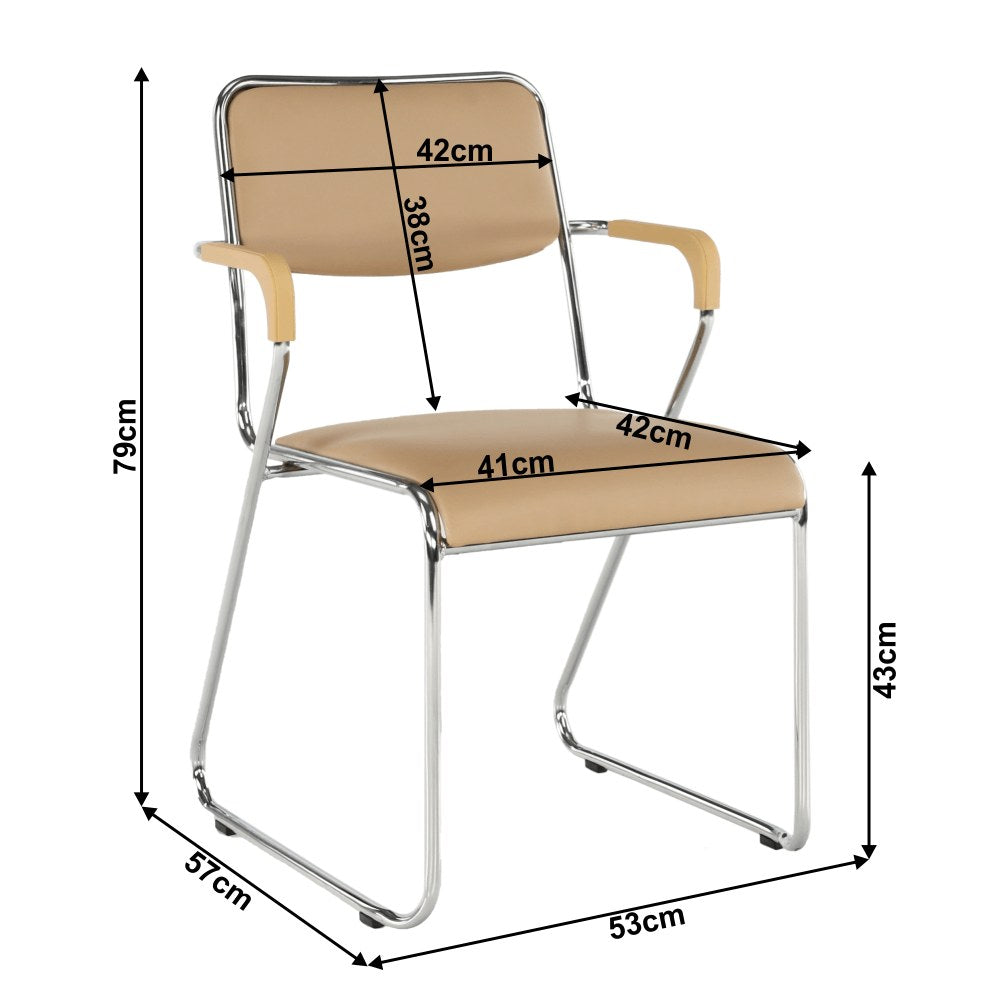 Scaun conferință Derya – schiță cu dimensiuni