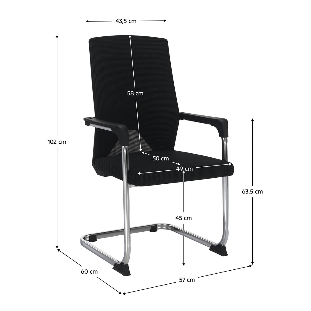 Scaun conferință Ravil – schiță cu dimensiuni