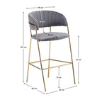 Scaun de bar Dasmin – schiță cu dimensiuni