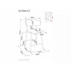 Scaun de bar Elton H-2 – schiță cu dimensiuni