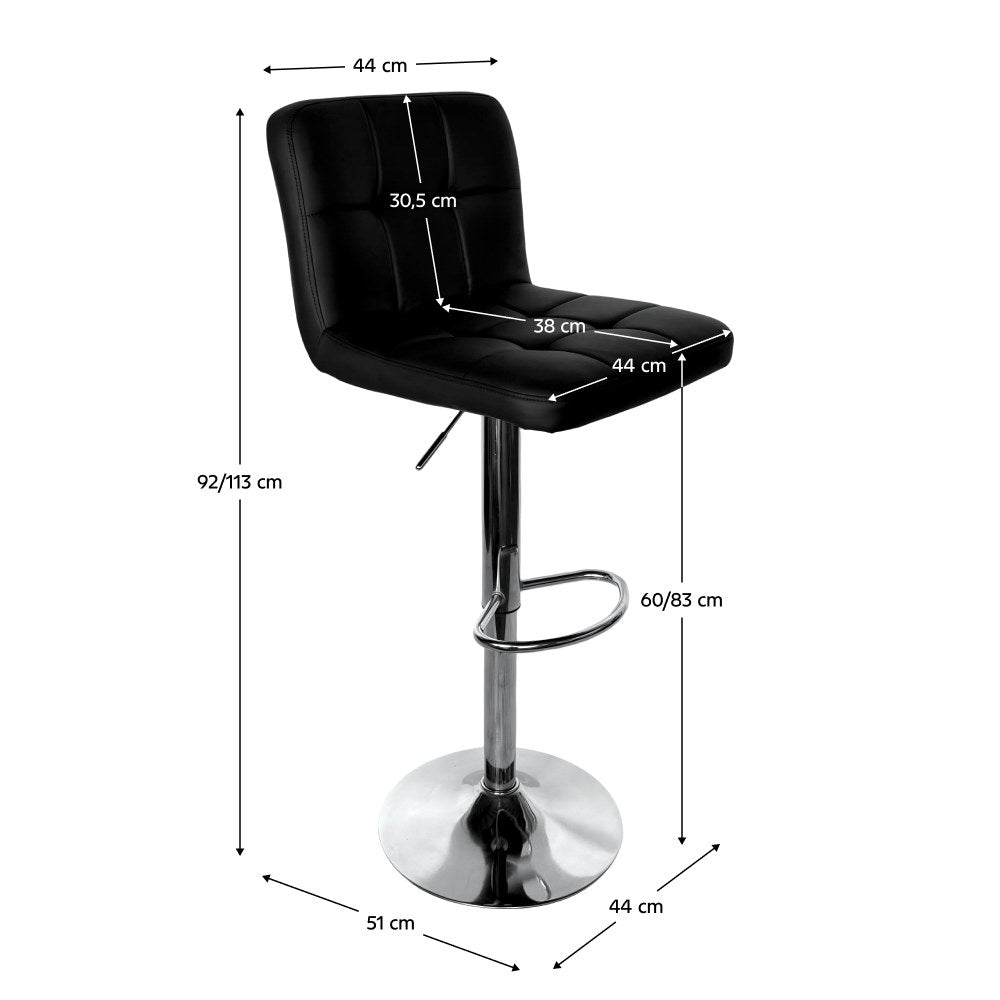 Scaun de bar Kandy 2 – schiță cu dimensiuni