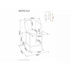 Scaun de bar Kioto H-2 – schiță cu dimensiuni