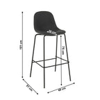 Scaun de bar Mariola 2 – schiță cu dimensiuni