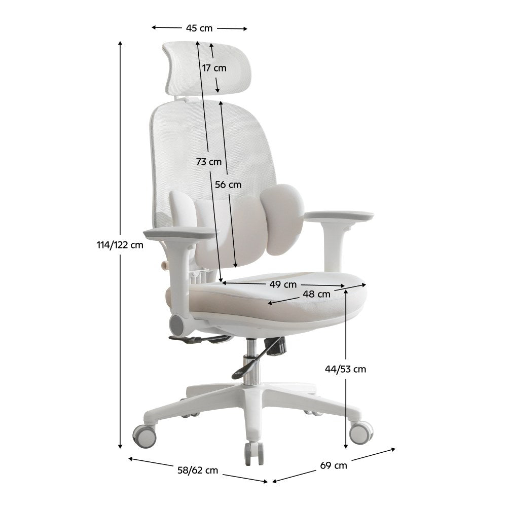 Scaun de birou Abramo – schiță cu dimensiuni
