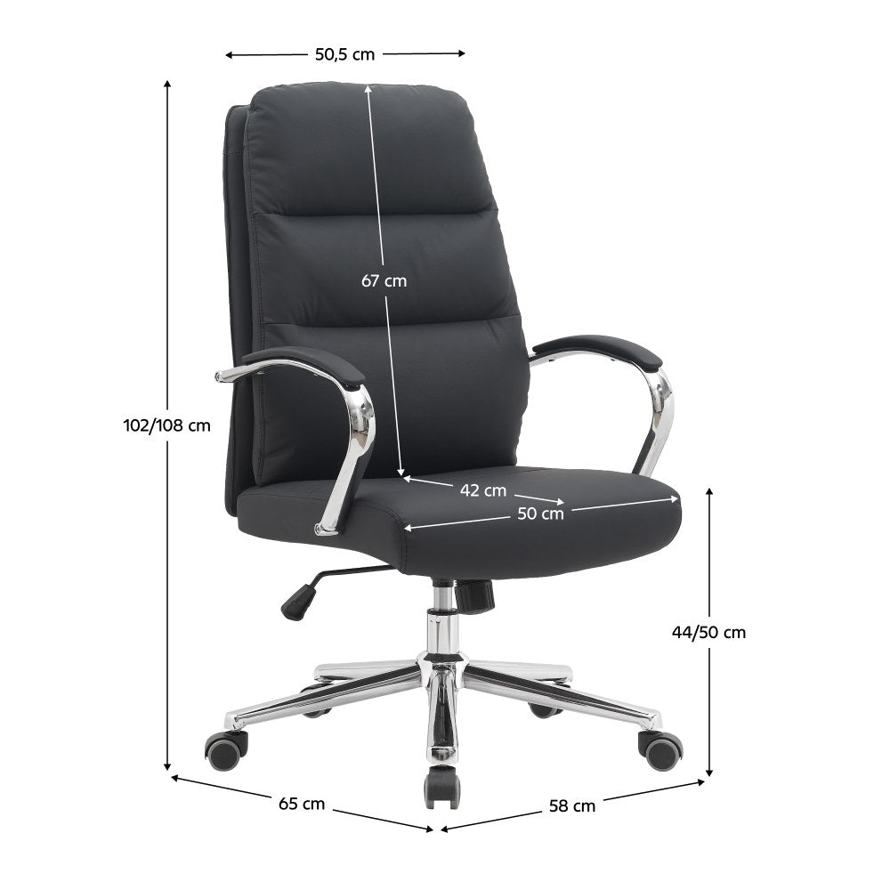 Scaun de birou Admon – schiță cu dimensiuni