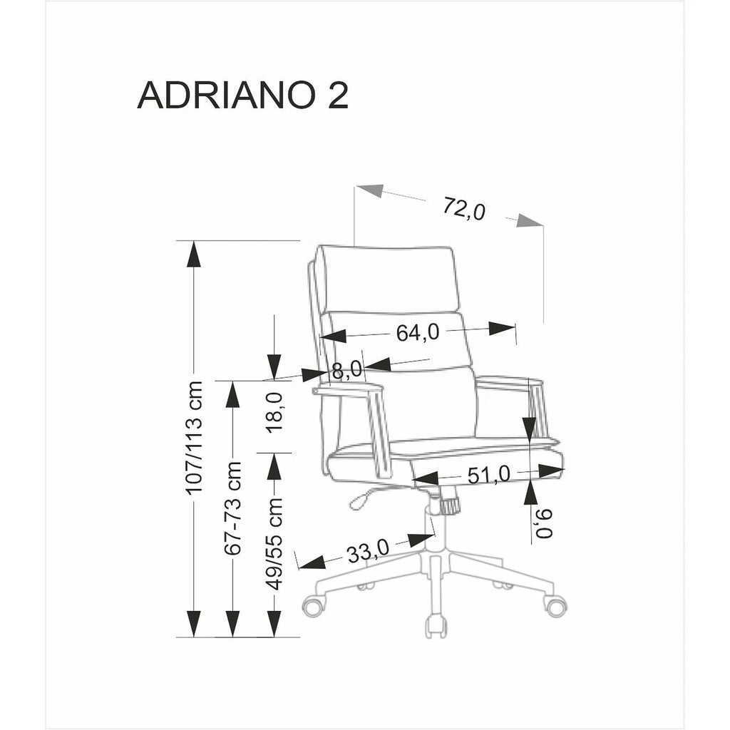 Scaun de birou Adriano 2 – schiță cu dimensiuni