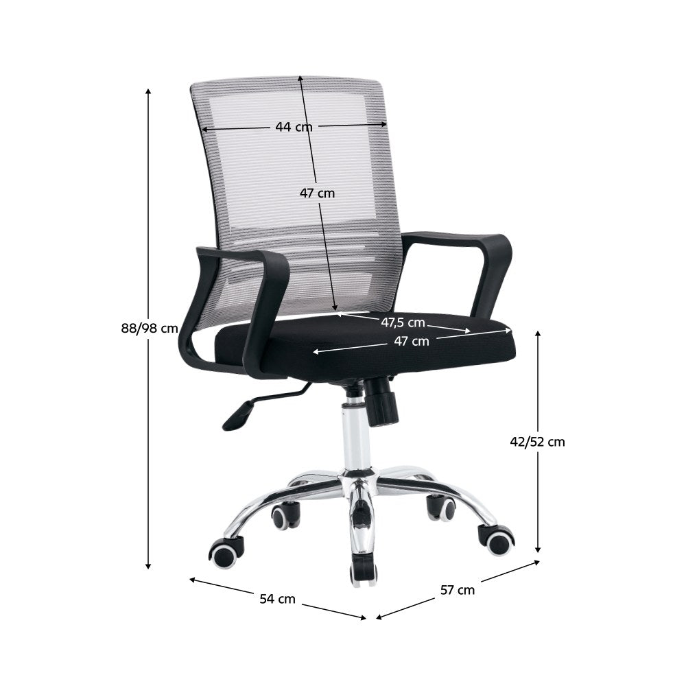 Scaun de birou Apolo 2 – schiță cu dimensiuni