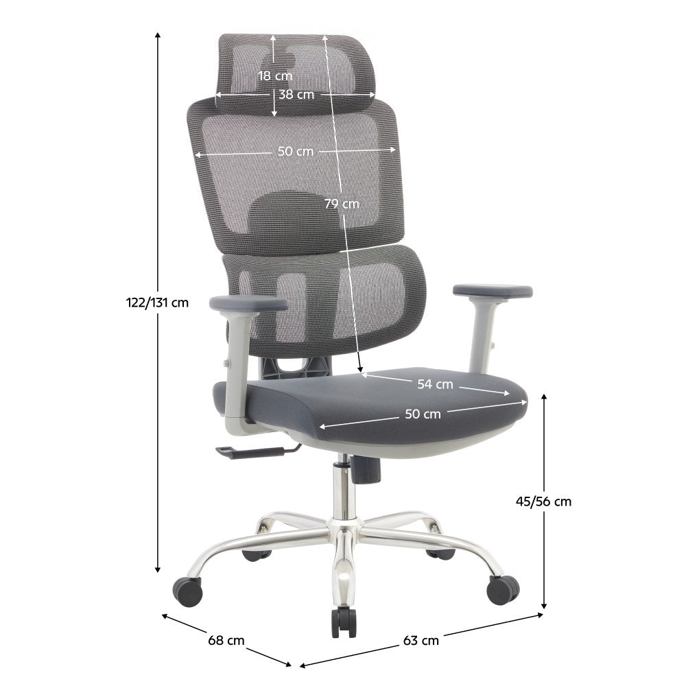 Scaun de birou Byron – schiță cu dimensiuni