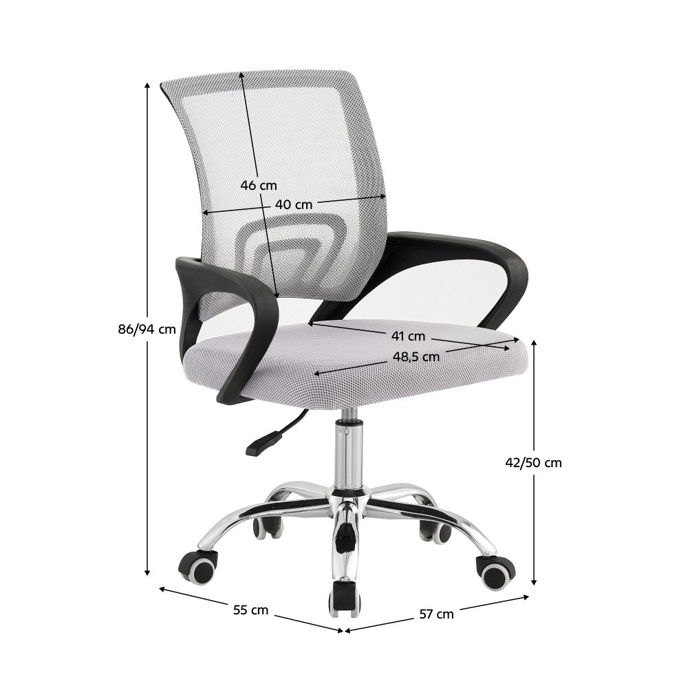 Scaun de birou Dex 4 – schiță cu dimensiuni