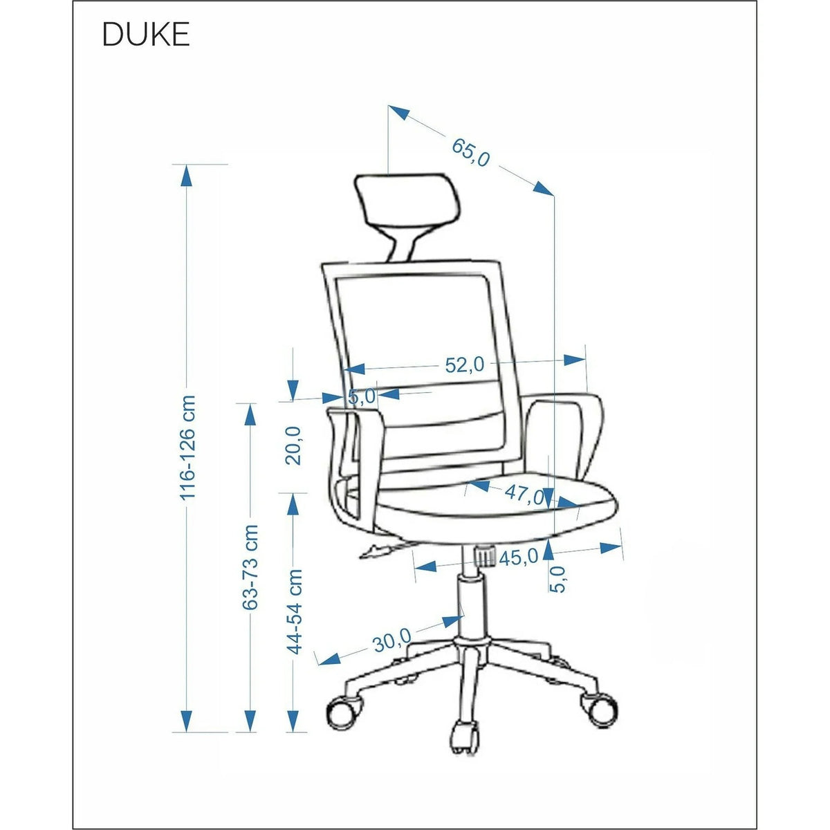 Scaun de birou Duke, detaliu