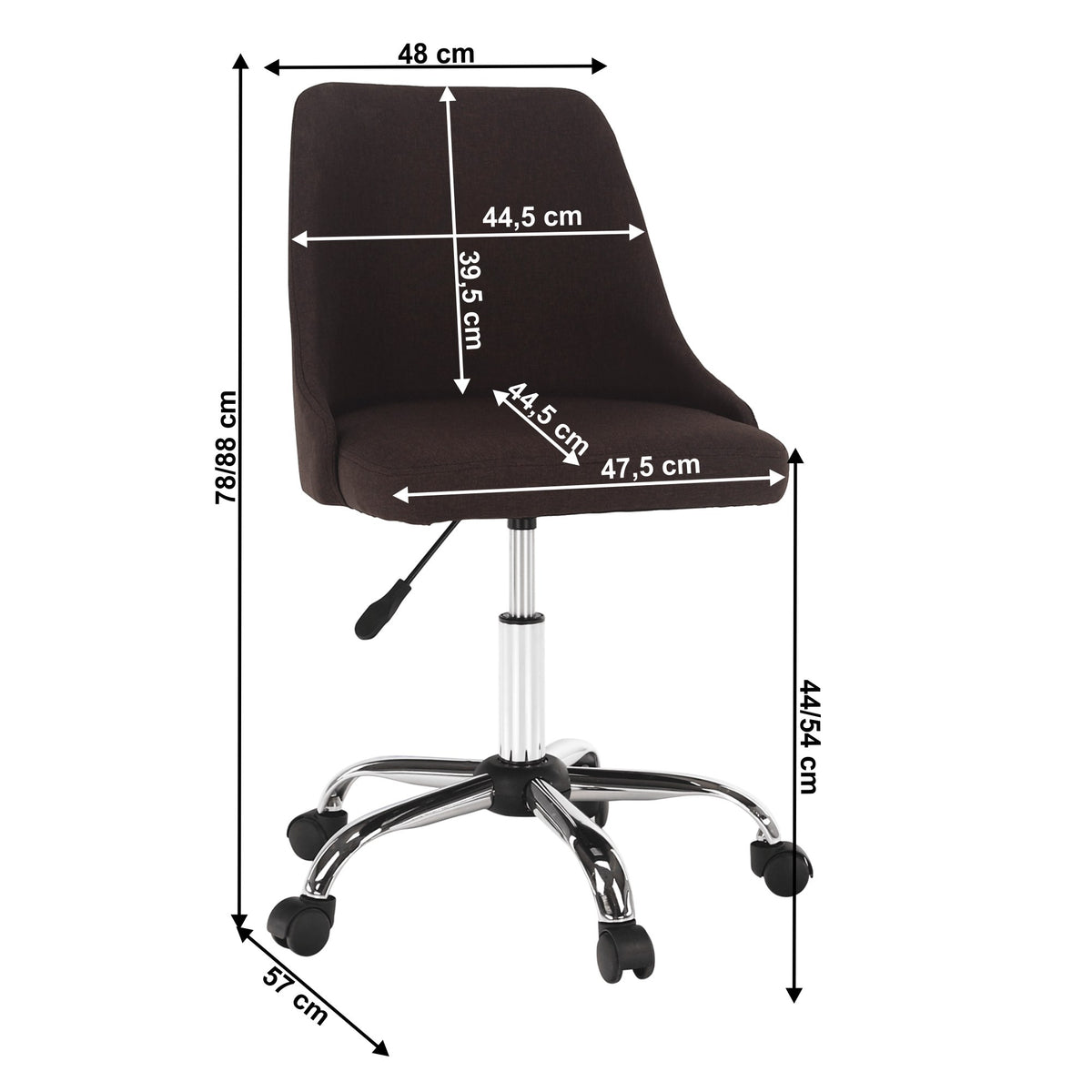 Scaun de birou Ediz – schiță cu dimensiuni