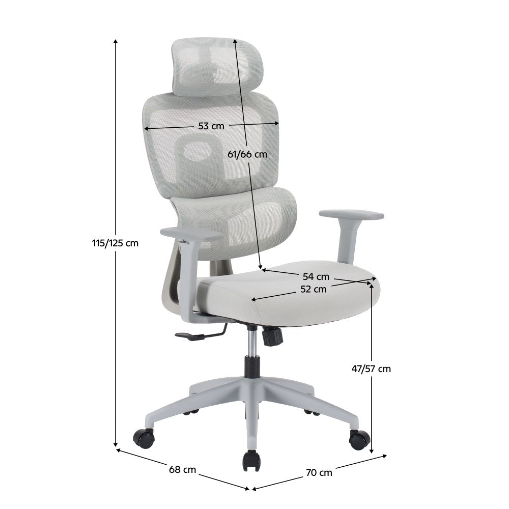 Scaun de birou Ermen – schiță cu dimensiuni