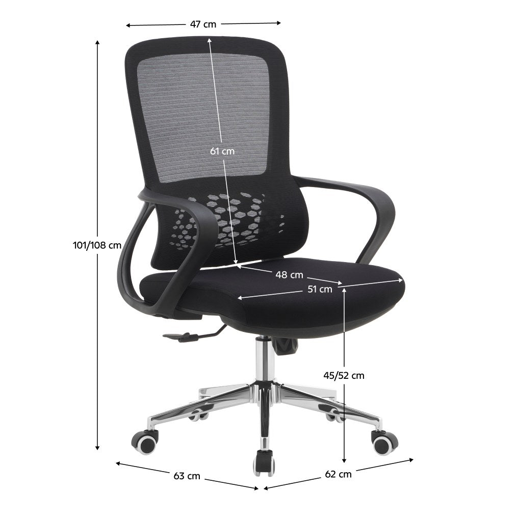 Scaun de birou Foster – schiță cu dimensiuni