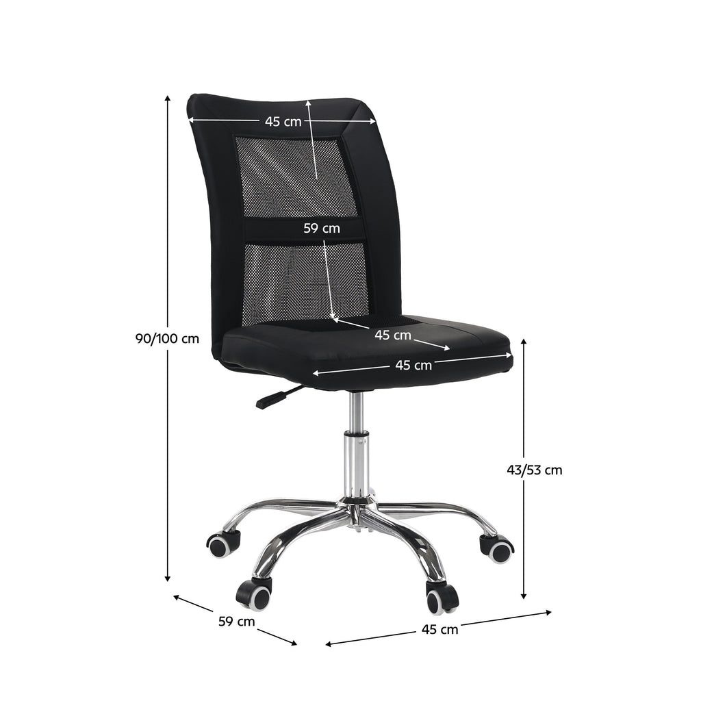 Scaun de birou Idor 2 – schiță cu dimensiuni