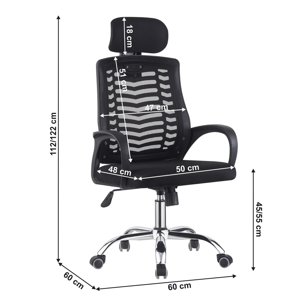 Scaun de birou Imela – schiță cu dimensiuni
