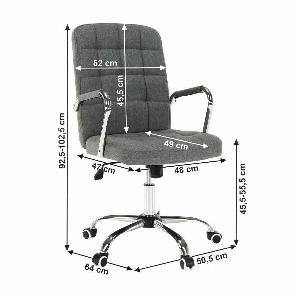 Scaun de birou Morgen – schiță cu dimensiuni