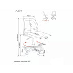 Scaun de birou Q-027 – schiță cu dimensiuni