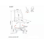 Scaun de birou Q-027 – schiță cu dimensiuni