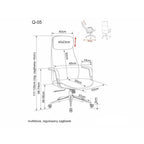 Scaun de birou Q-05 – schiță cu dimensiuni