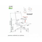 Scaun de birou Q-085 – schiță cu dimensiuni