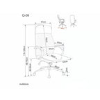Scaun de birou Q-09 – schiță cu dimensiuni