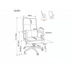 Scaun de birou Q-091 – schiță cu dimensiuni