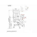 Scaun de birou Q-093 – schiță cu dimensiuni