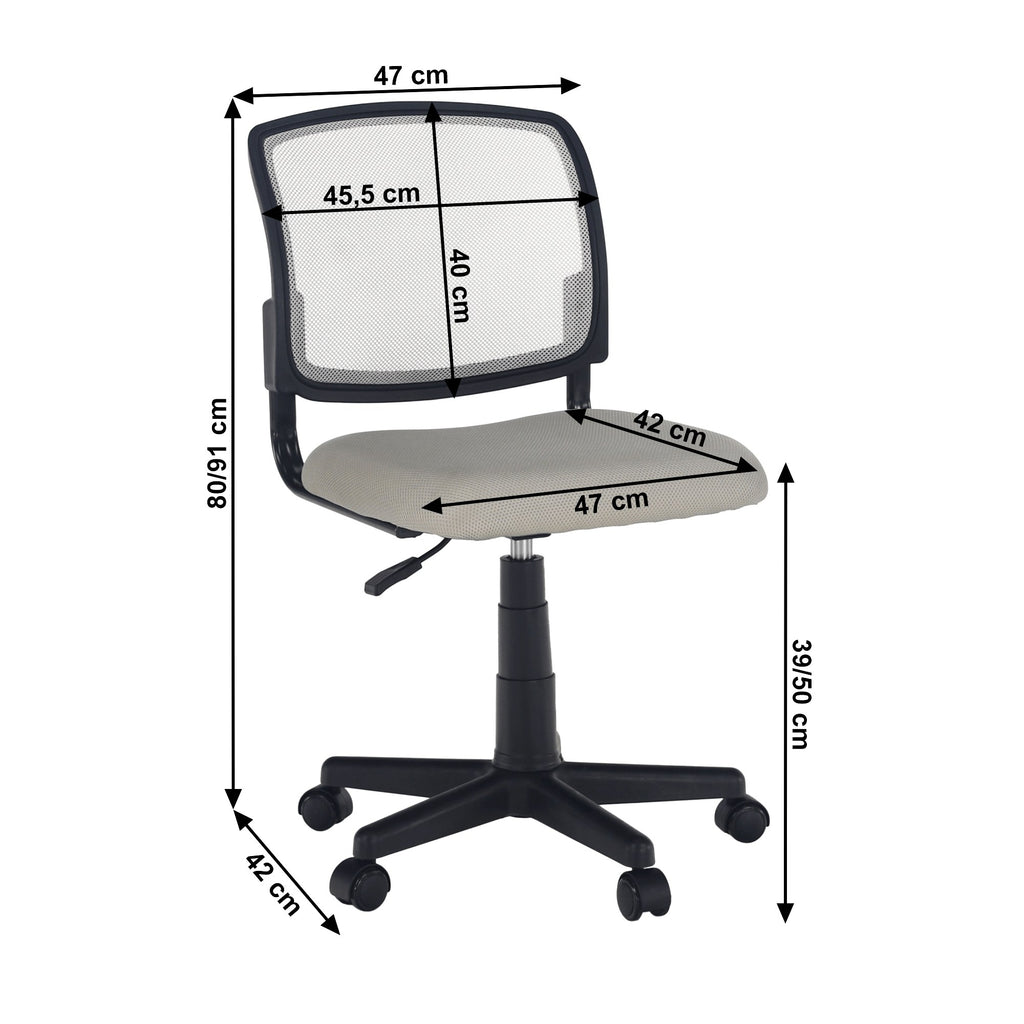 Scaun de birou Ramiza – schiță cu dimensiuni