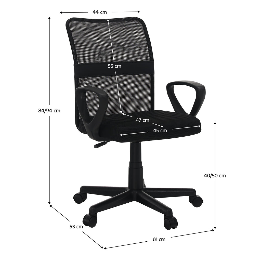 Scaun de birou Remo 3 – schiță cu dimensiuni