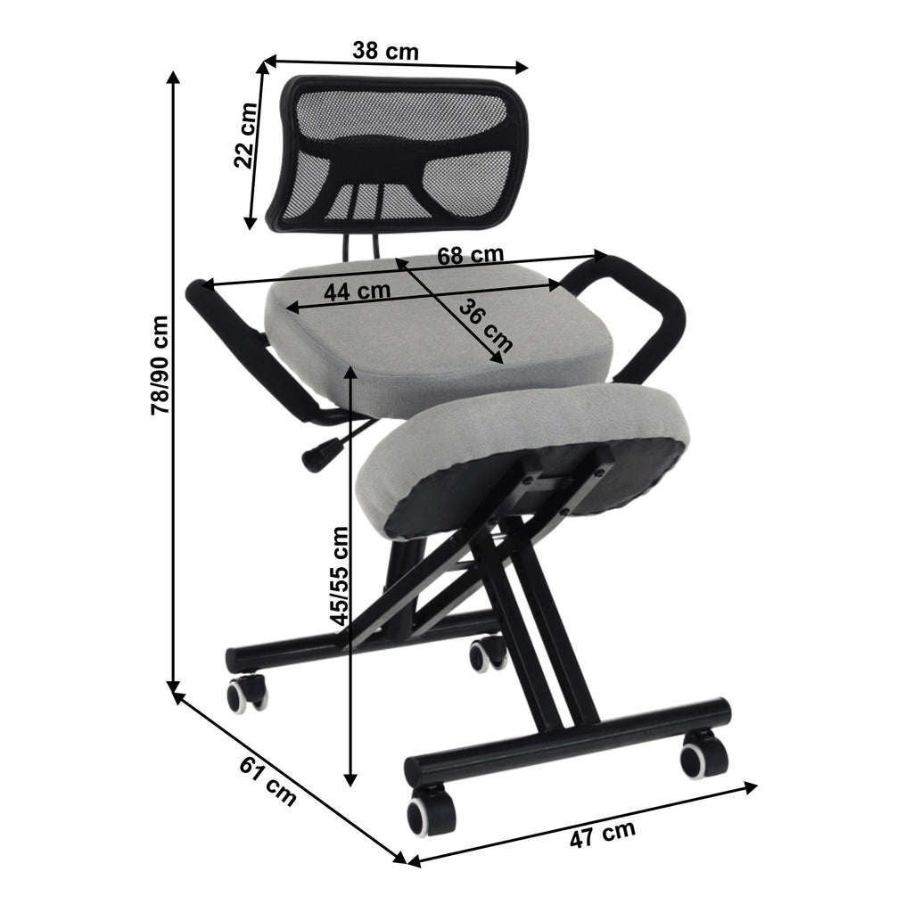 Scaun de birou Rufus – schiță cu dimensiuni, imaginea 4
