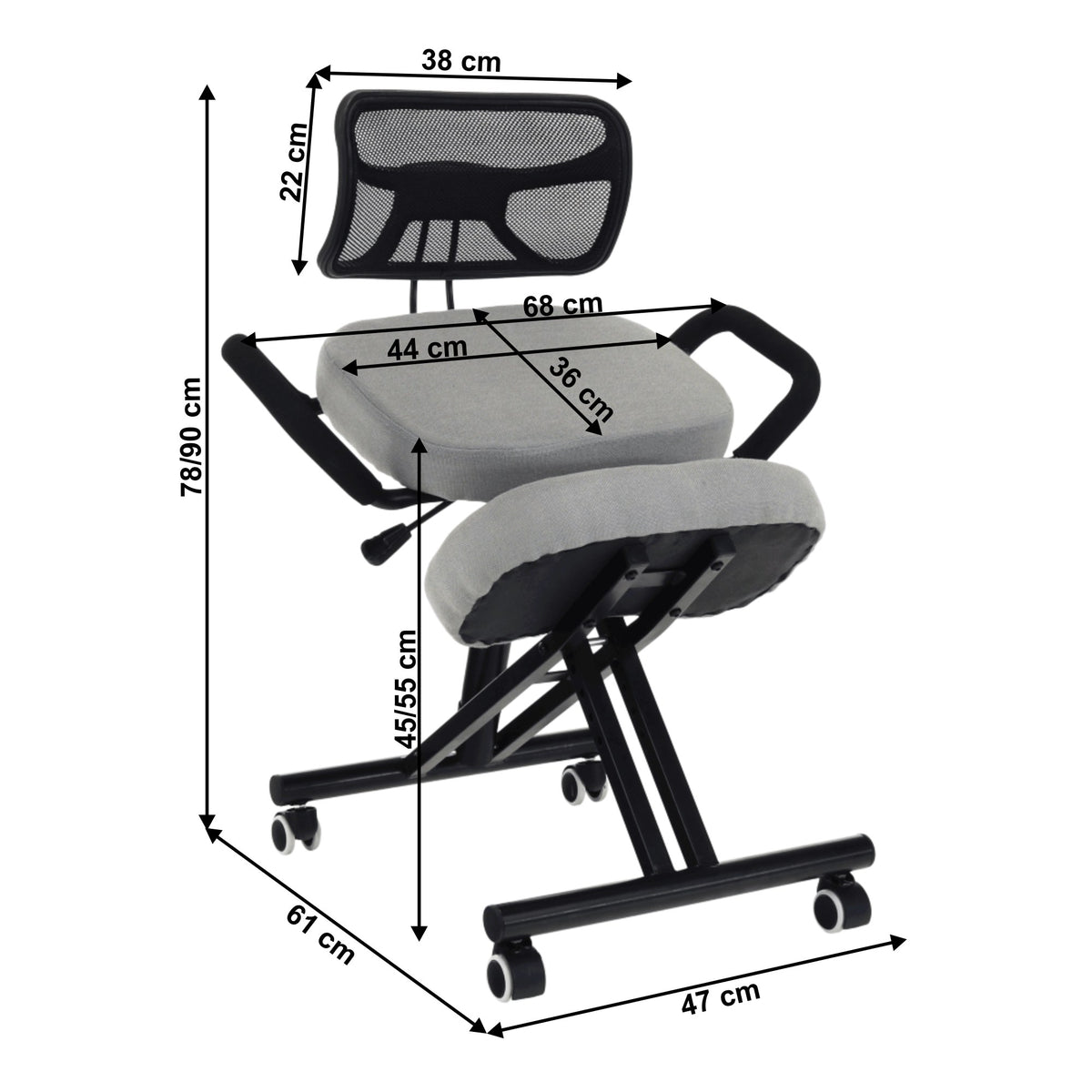 Scaun de birou Rufus – schiță cu dimensiuni, imaginea 4