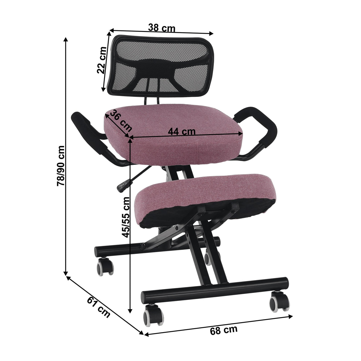 Scaun de birou Rufus – schiță cu dimensiuni, imaginea 4