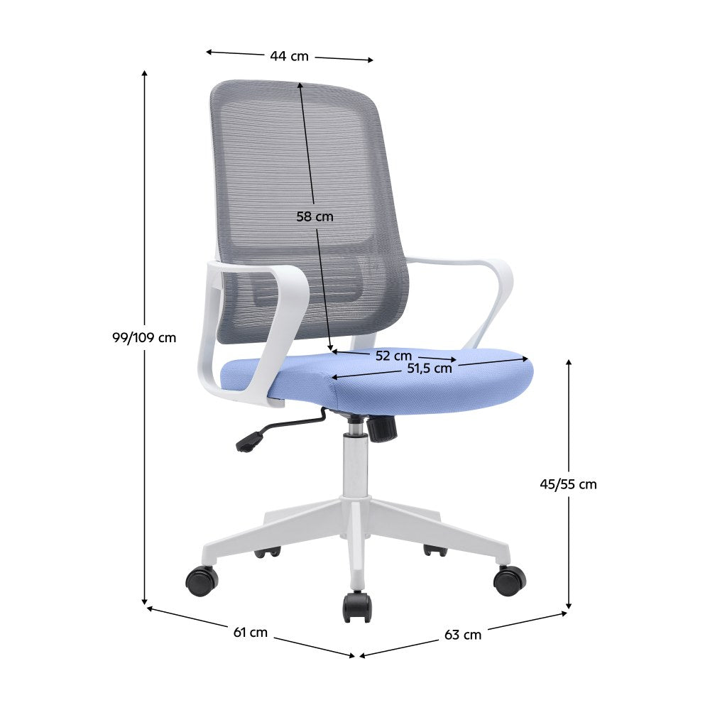 Scaun de birou Salomo – schiță cu dimensiuni
