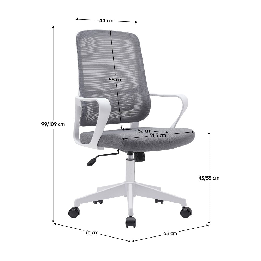Scaun de birou Salomo – schiță cu dimensiuni
