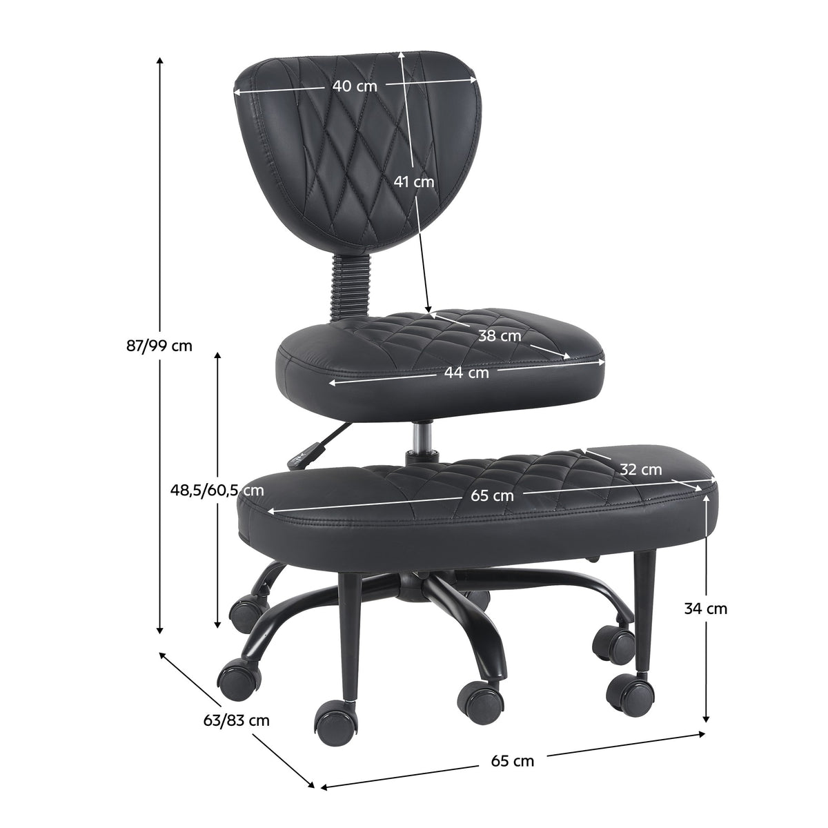 Scaun de birou Samer – schiță cu dimensiuni, imaginea 2