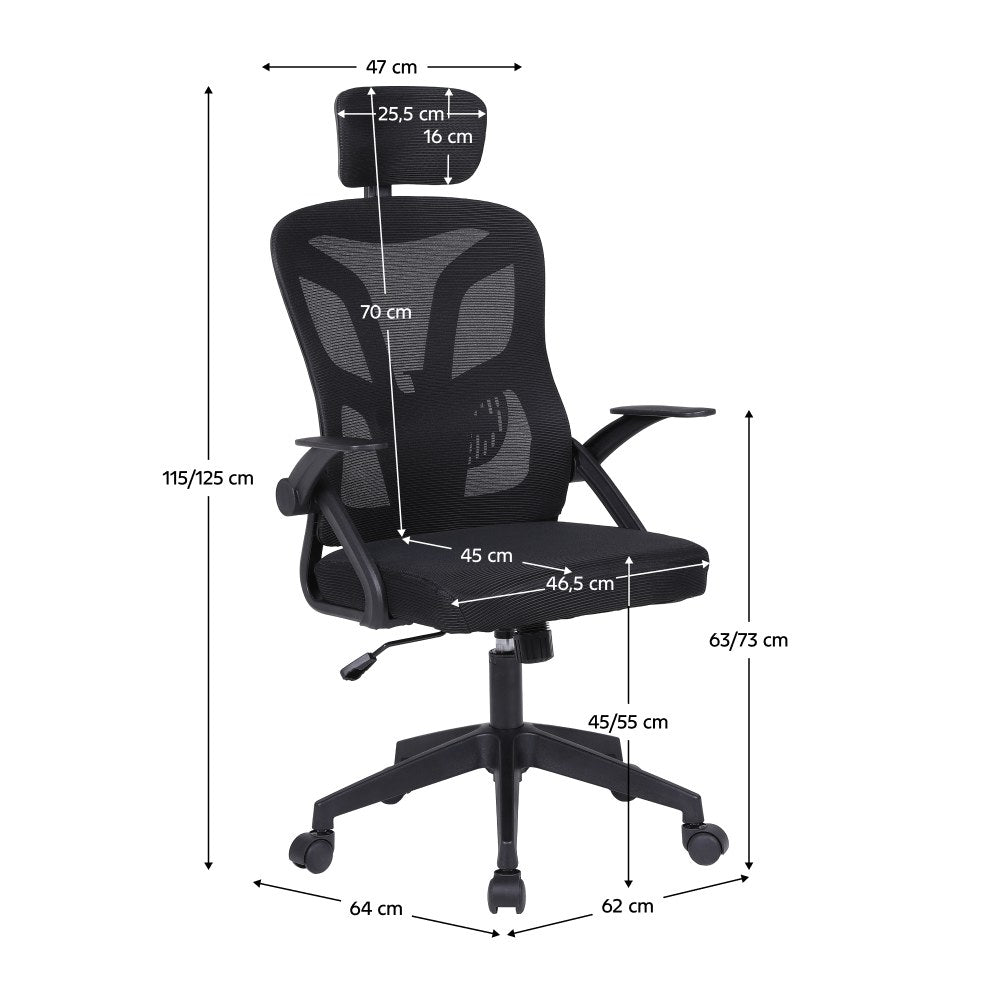 Scaun de birou Sedos – schiță cu dimensiuni