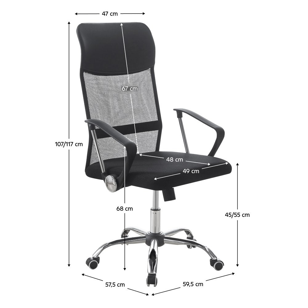 Scaun de birou TC3-973M 5 – schiță cu dimensiuni