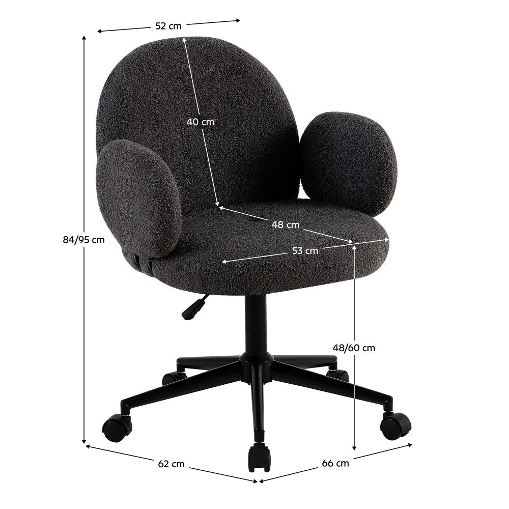 Scaun de birou Turio – schiță cu dimensiuni