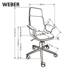 Scaun de birou Weber – schiță cu dimensiuni