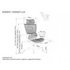 Scaun de birou Winner LUX – schiță cu dimensiuni