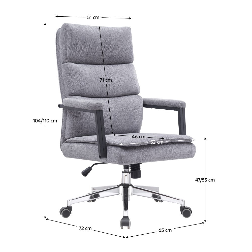 Scaun de birou Zavier – schiță cu dimensiuni