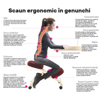 Scaun genunchi, negru / natural, RENAR