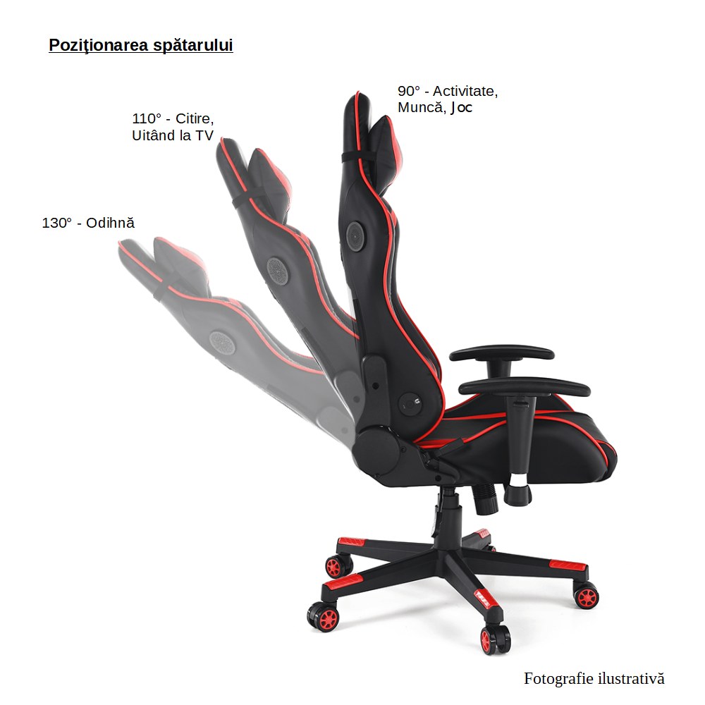 Scaun gaming Yoko – schiță cu dimensiuni