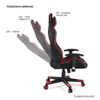 Scaun gaming Yoko – schiță cu dimensiuni