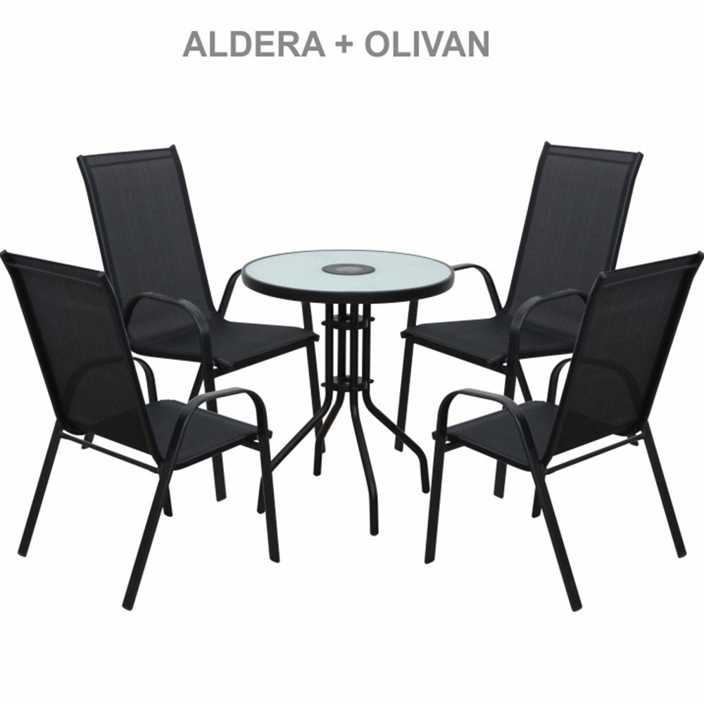 Scaun grădină stivuibil Aldera – schiță cu dimensiuni, imaginea 3