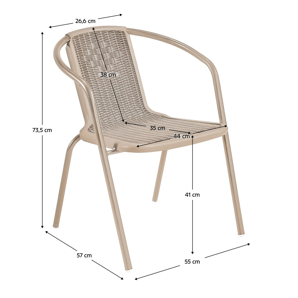 Scaun grădină stivuibil Freny – schiță cu dimensiuni
