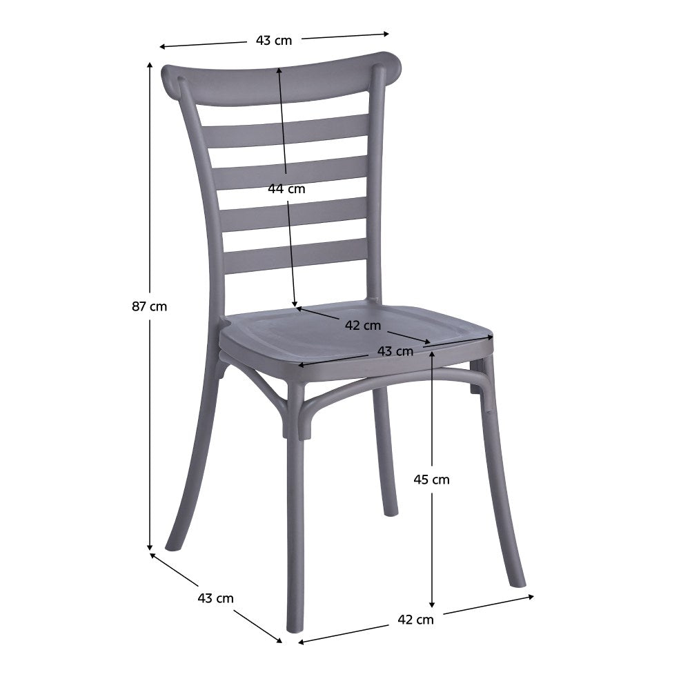Scaun grădină stivuibil Savito – schiță cu dimensiuni
