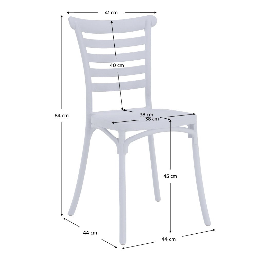 Scaun grădină stivuibil Savito – schiță cu dimensiuni