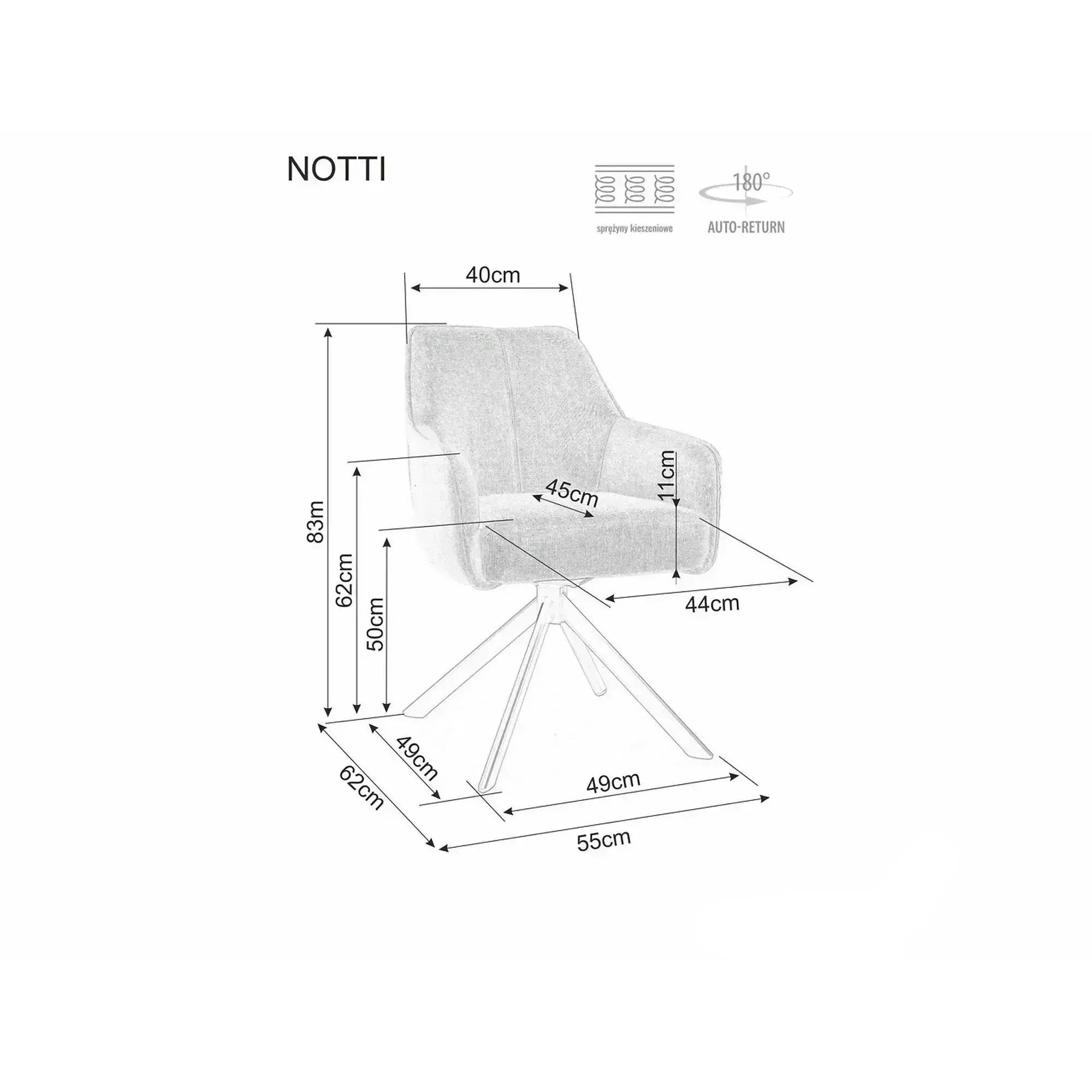 Scaun tapitat NOTTI, vedere 12